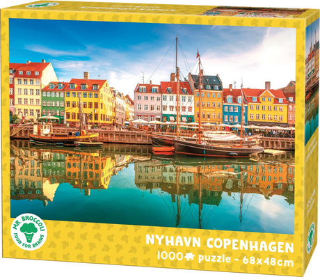 Mr. broccoli puzzel 1000 stukjes volwassenen - nyhavn denemarken - legpuzzel haven van kopenhagen - fsc® - steden collectie - 68 x 48 cm