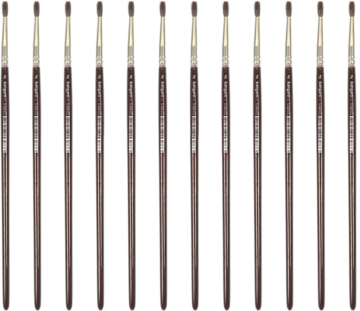 Kangaro ronde penseel - maat 2 - kort gelakt hout - doos a 12 stuks - k-840502