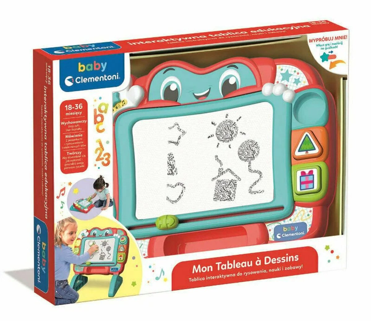 Clementoni eerste tekenbord peuter - veilig magnetisch speelbord 48x37cm