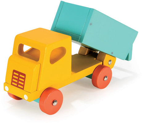 Mentari voertuigen - vrachtwagen geel - 21x8,20x10cm - hout - 3 jaar