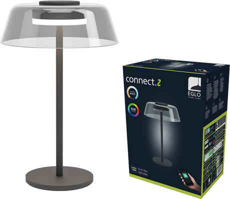 Eglo arroyo-z tafellamp - 34 cm - zwart smoke - instelbaar rgb wit licht - dimbaar - zigbee