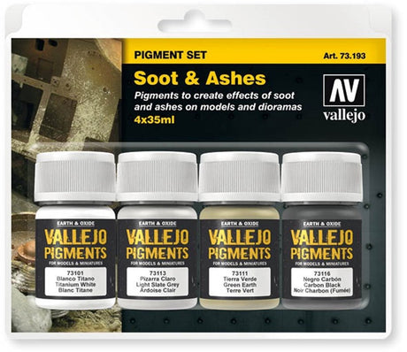 Vallejo val73193 - soot ashes pigment set - 4 kleuren