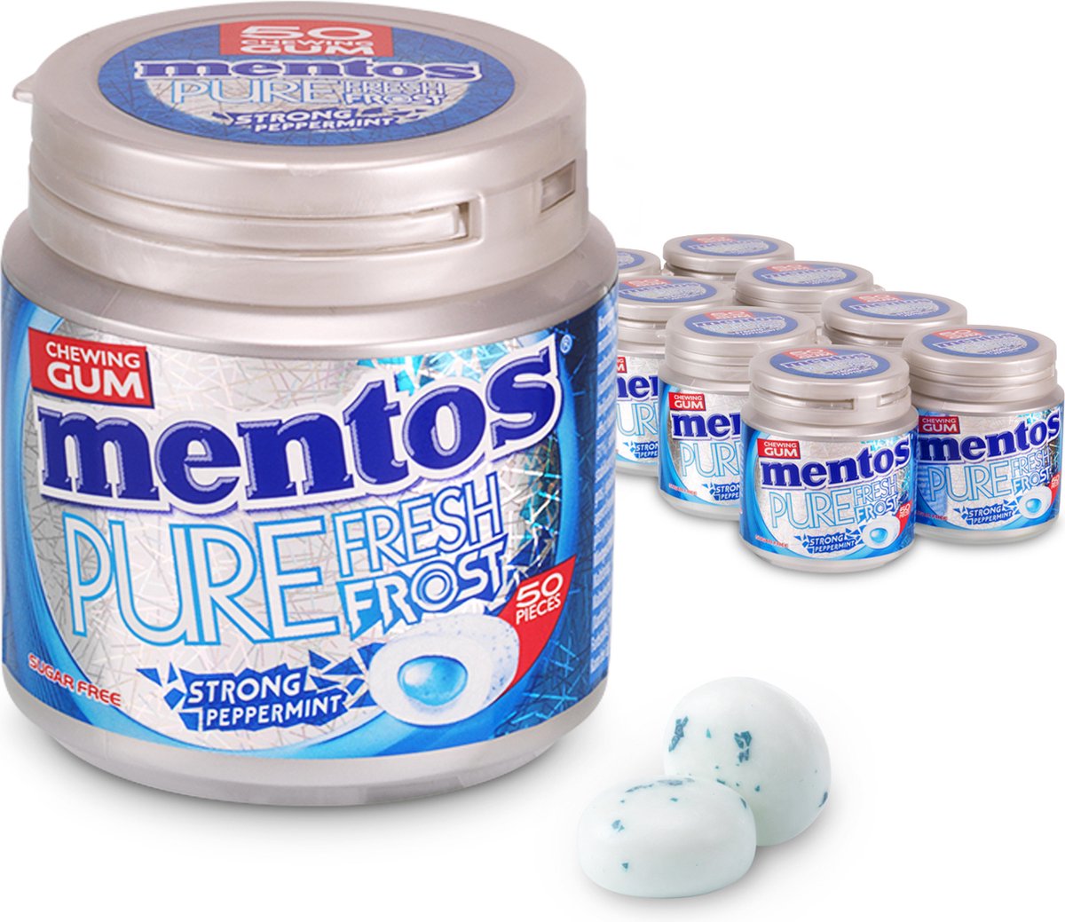 Mentos gum pure fresh frost strong peppermint - kauwgom - suikervrij - 8x50stuks