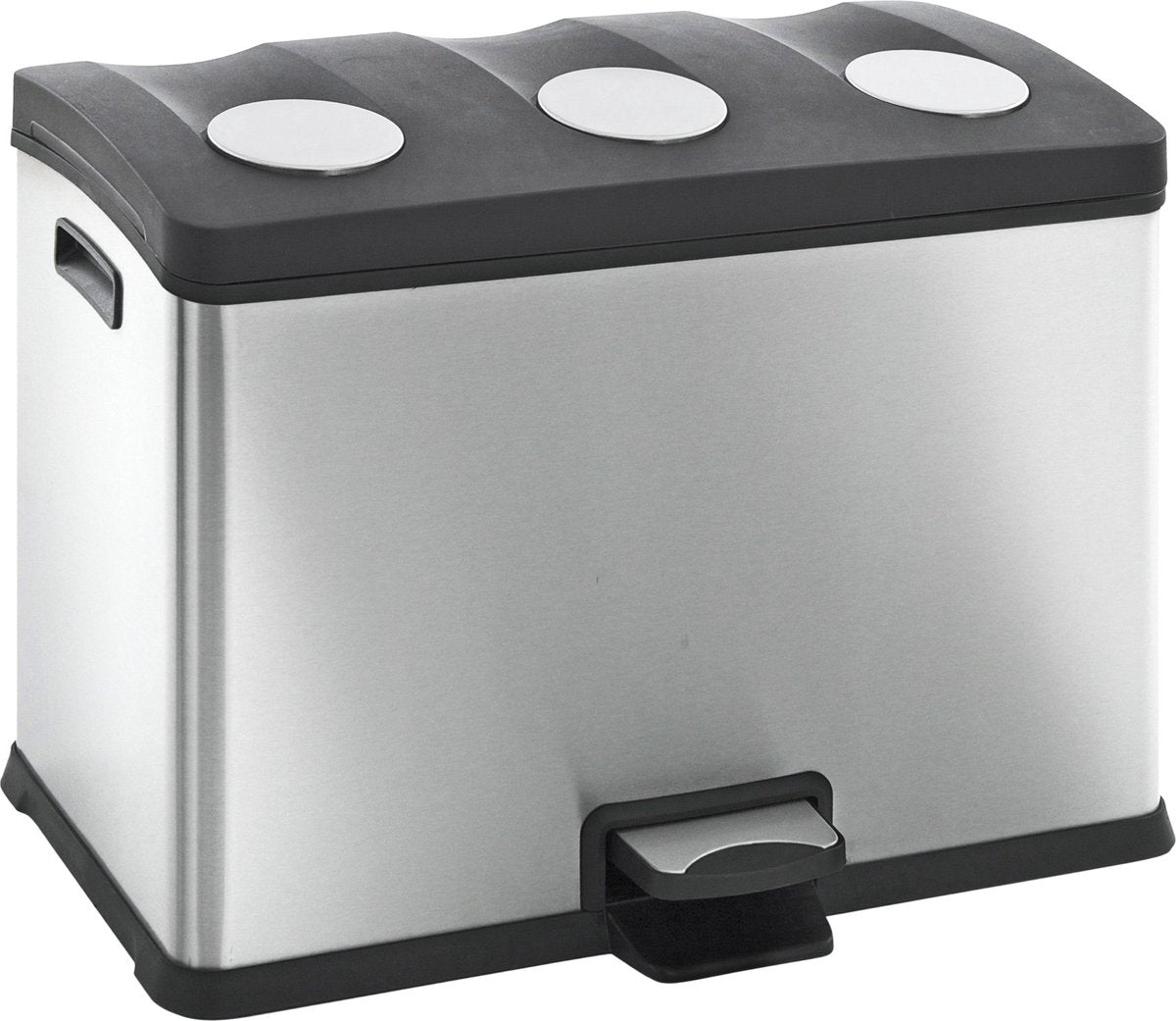 Eko - rejoice recycling pedaalemmer 12+12+12 liter - stainless steel plastic - mat rvs - prullenbak