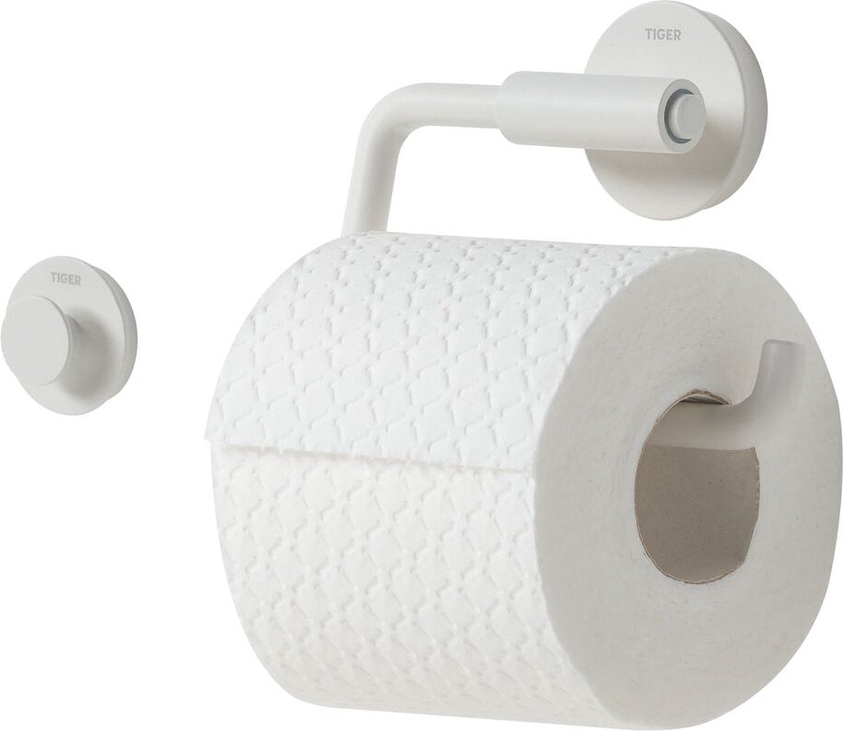 Tiger urban - wc rolhouder zonder klep (1x) - inclusief handdoekhaak klein (1x) - wit