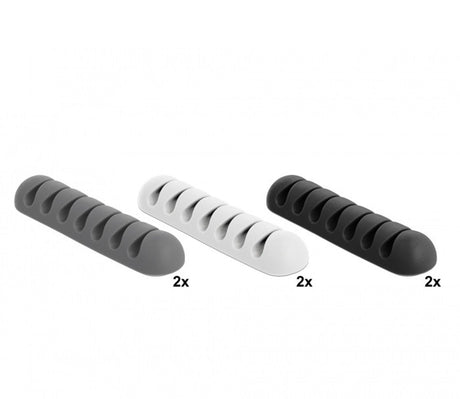 Delock zelfklevende kabelhouders voor 7 kabels - 6 stuks zwart wit grijs