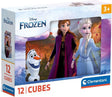 Clementoni - 12 blokken puzzel - disney frozen - 6 afbeeldingen - vanaf 3 jaar