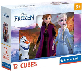 Clementoni - 12 blokken puzzel - disney frozen - 6 afbeeldingen - vanaf 3 jaar