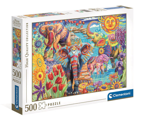 Clementoni - puzzel - 500 stukjes - olifanten carnaval 2025 - puzzel voor volwassenen - high quality collection
