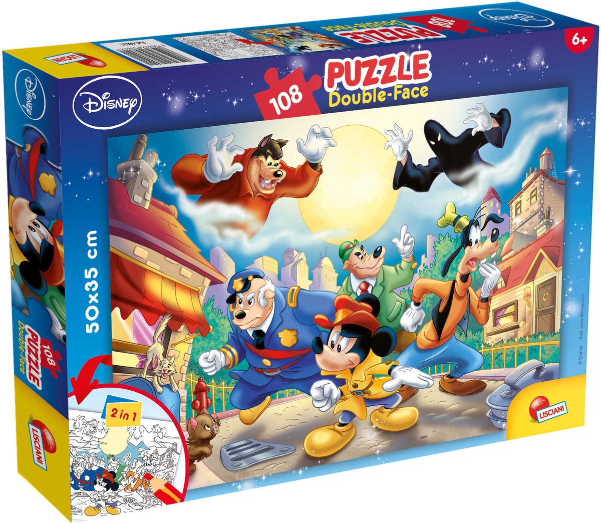 Lisciani - mickey mouse - double face - puzzel - 108 stukjes