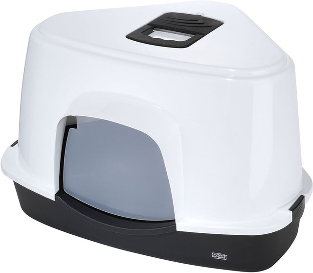Ebi eclipse 70 - gesloten hoekkattenbak - met koolfilter en deur - anti-slip - 70x56x46cm - zwart