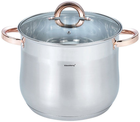 Klausberg 7793 - soeppan met deksel - 8,6l - 24 cm - rvs - inductie - alle warmtebronnen