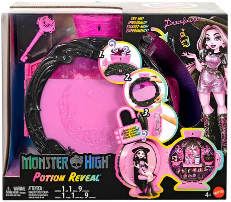 Mattel monster high potion reveal speelset met draculaura pop en 9 accessoires - uitpakken met een geheime code