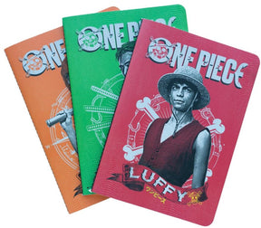 Grupo erik one piece - netflix monkey d. luffy, roronoa zoro and nami pack of 3 a5 schrift - multicolours