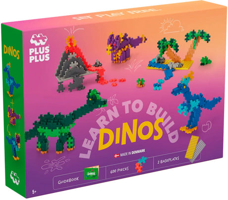 Plus-plus learn to build dino`s 600 delige bouwset - 3918 - bouwspeelgoed - constructiespeelgoed - set met bouwstenen - vanaf 5 jaar