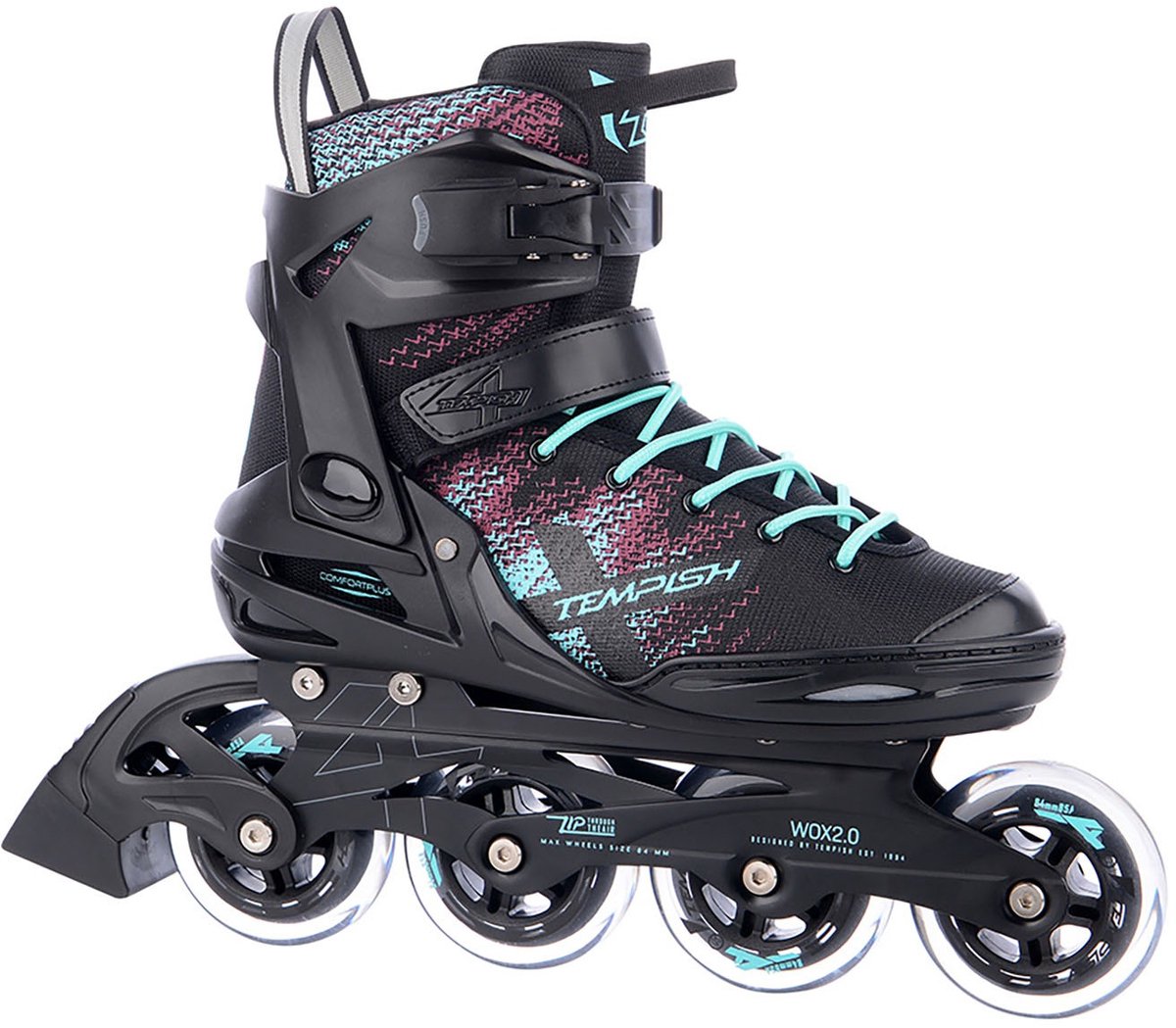 Tempish wox 2.0 84 skeelers - inline skates - dames - zwart turquoise - maat 40