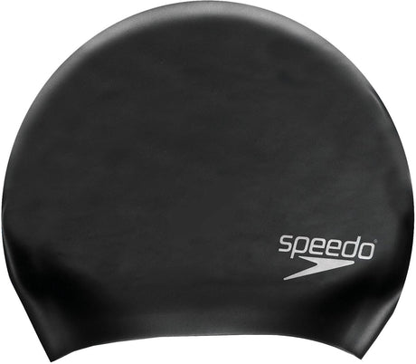 Speedo long hair cap badmuts lang haar - zwemmuts dames en heren met extra ruimte - glijdt soepel op en af - lichtgewicht, latexvrij silicone - zwart - one size