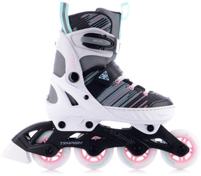 Tempish systent skeelers - inline skates - verstelbaar - kinderen - wit zwart roze - maat 37-40 37+