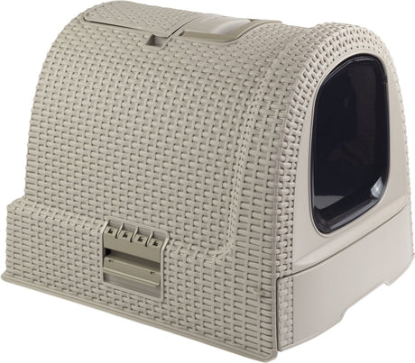 Curver kattenbak met lade - gesloten kattenbak - kattentoilet - met schep - warm grey - 51x38,5x39,5 cm