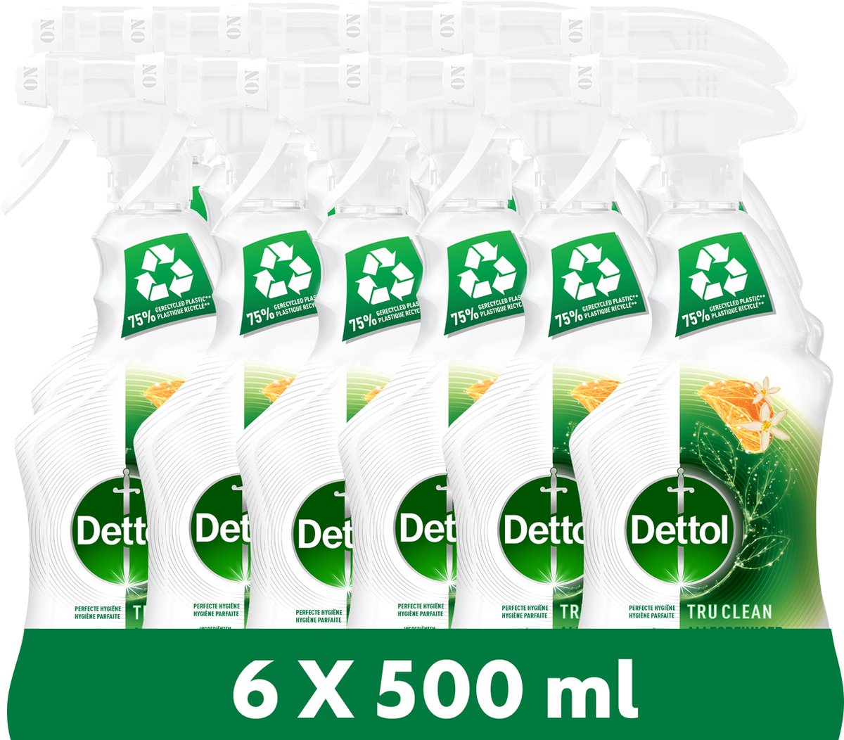 Dettol allesreiniger spray - tru clean - mandarijn citroenbloesem - 6x500ml voordeelverpakking
