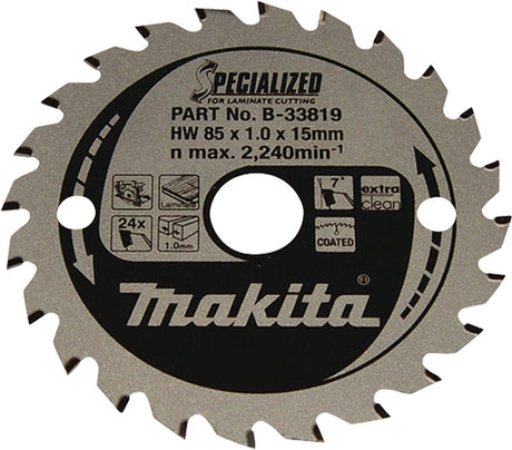 Makita ø 85mm asgat 15mm 24t cirkelzaagblad voor laminaat | specialized: gemelamineerd - b-33819