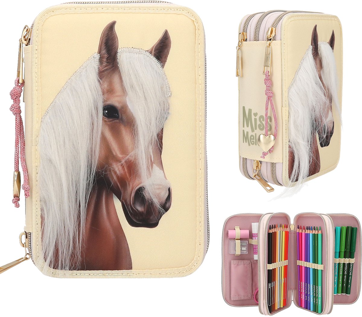 Depesche - miss melody 3-vaks etui met paardenhoofd