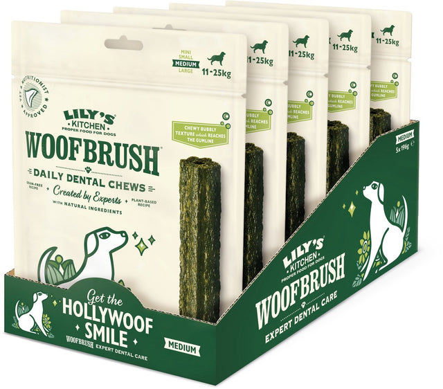 Lily's kitchen - hondensnacks - woofbrush natural dental chew - medium 5 x 196 g