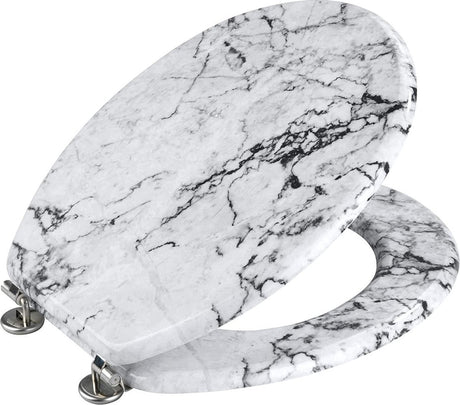 Wenko wc bril onyx - marmer decor - mdf fsc gecertificeerd - rvs scharnieren - toiletbril decor - toiletzitting met print