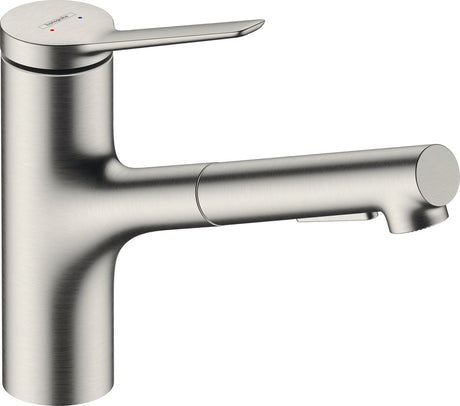 Hansgrohe zesis m33 - keukenmengkraan - ééngreeps bediening - 150mm maat - uittrekbare vuistdouche - 2 straalfuncties - rvs look
