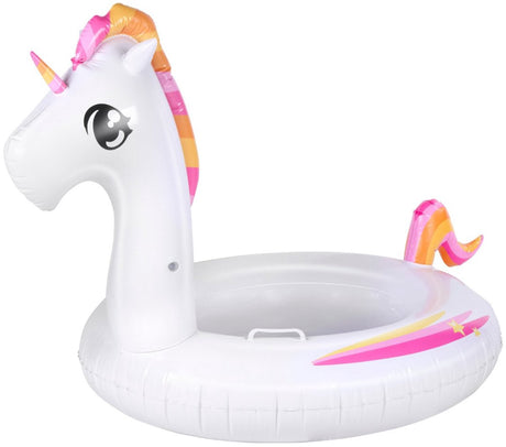 Eddy toys opblaas eenhoorn – opblaasdier kinderen – luchtbed zwembad – opblaasfiguur eenhoorn – met handgrepen en reparatiepatch – 107x71x79 cm