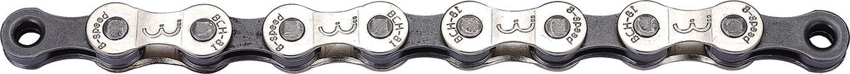 Bbb cycling powerline fietsketting – 8 speed fietsketting racefiets – 114 schakels - grijs en vernikkeld zilver – bch-81