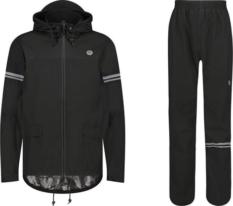 Agu original regenpak uniseks waterdicht - zwart - waterkolom 5.000 mm - jas en broek - inclusief opbergtasje xl