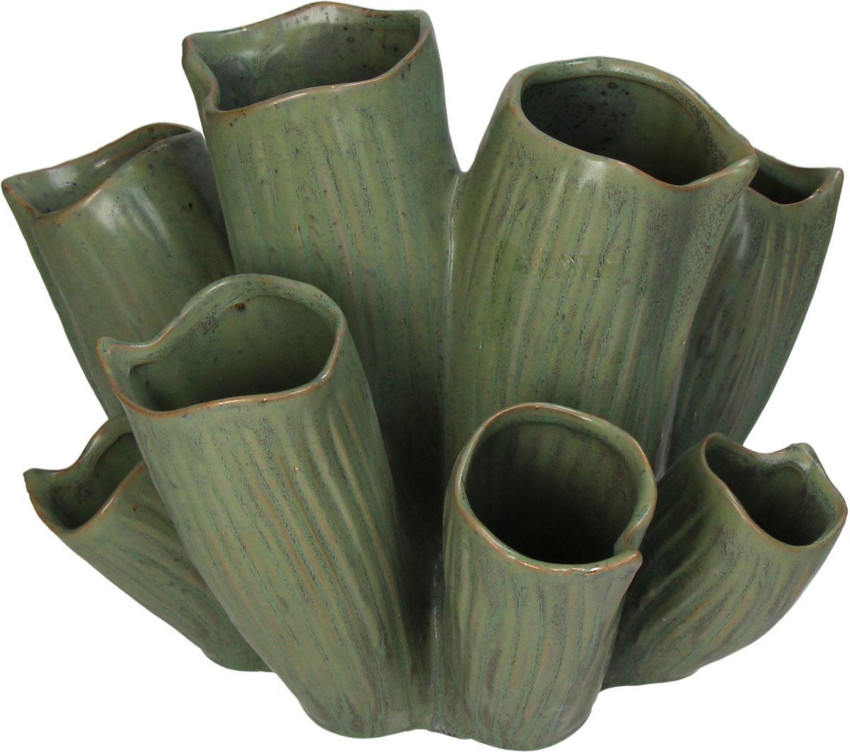 Hd collection vaas aardewerk groen 32,5x29x24cm