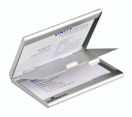 Durable business card box duo visitekaarthouder aluminium zilver