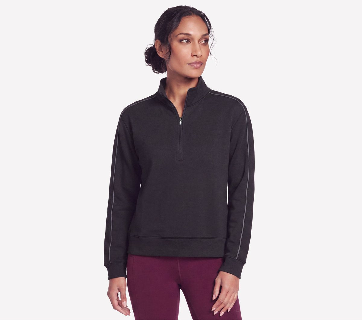 Skechers skechsoft elevate 1 4 zip dames trui - zwart