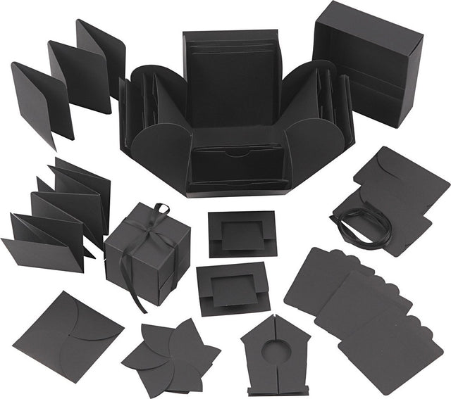 Creativ company explosion box, afm 7x7x7,5+12x12x12 cm, gr1 stuk, zwart