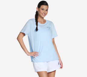 Skechers court classic ss tee dames t-shirt - blauw