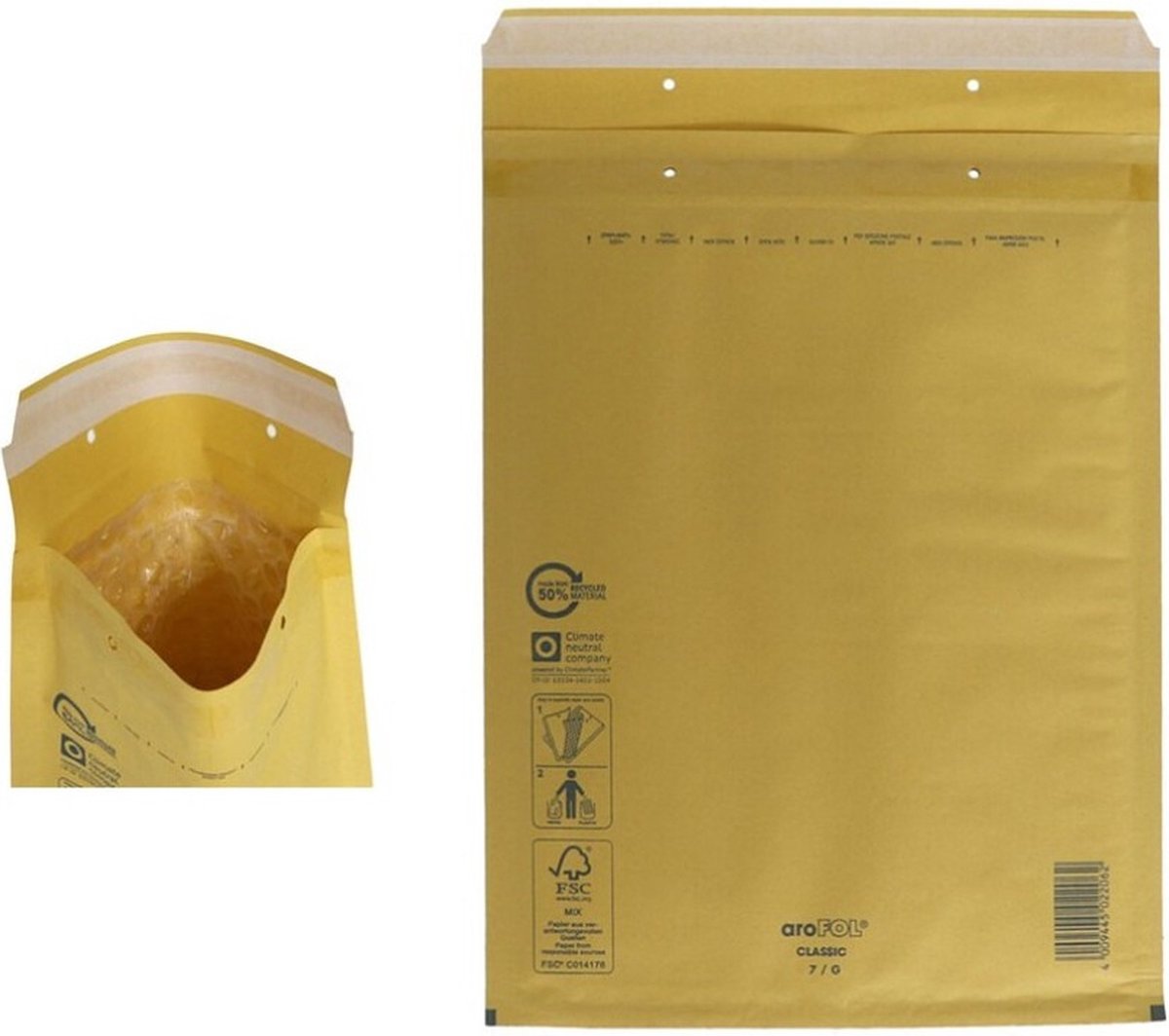 Gerimport luchtkussen enveloppen bruin 22 x 34 cm - bubbeltjes enveloppen 25st