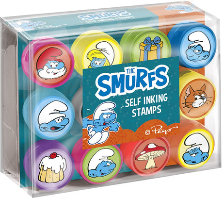 Totum de smurfen zelfinktende stempels - 12 stuks - speelgoed kinderen - knutselen - voor meisjes en jongens - ook voor kleuters - vanaf 3 jaar -