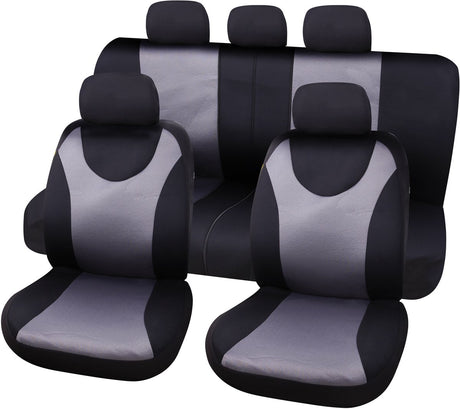 Carpoint stoelhoesset london 9-delig zwart grijs