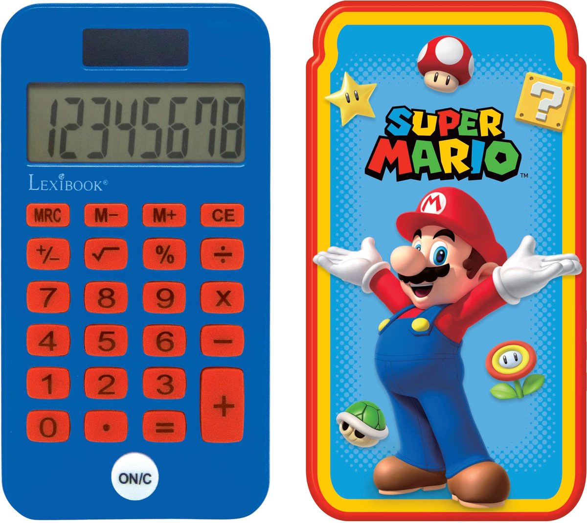 Lexibook super mario 8 digits pocket rekenmachine met bescherming hoes