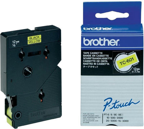 Brother p-touch tc-601 black on yellow 12mm