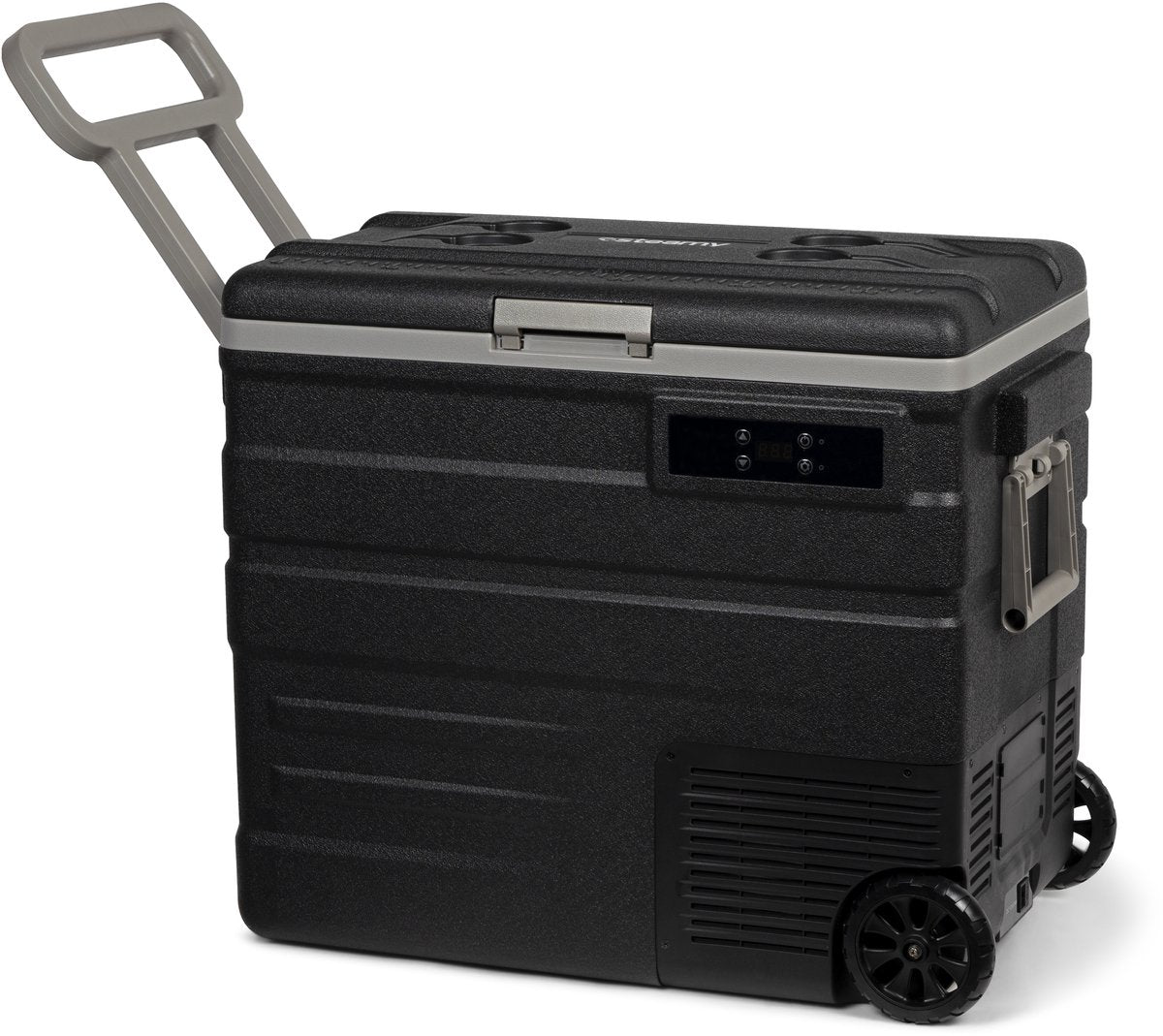 Steamy -e single zone roller elektrische compressor koelbox op wielen - single zone - 65 liter - 12v en 230v - voor auto en camping - zwart