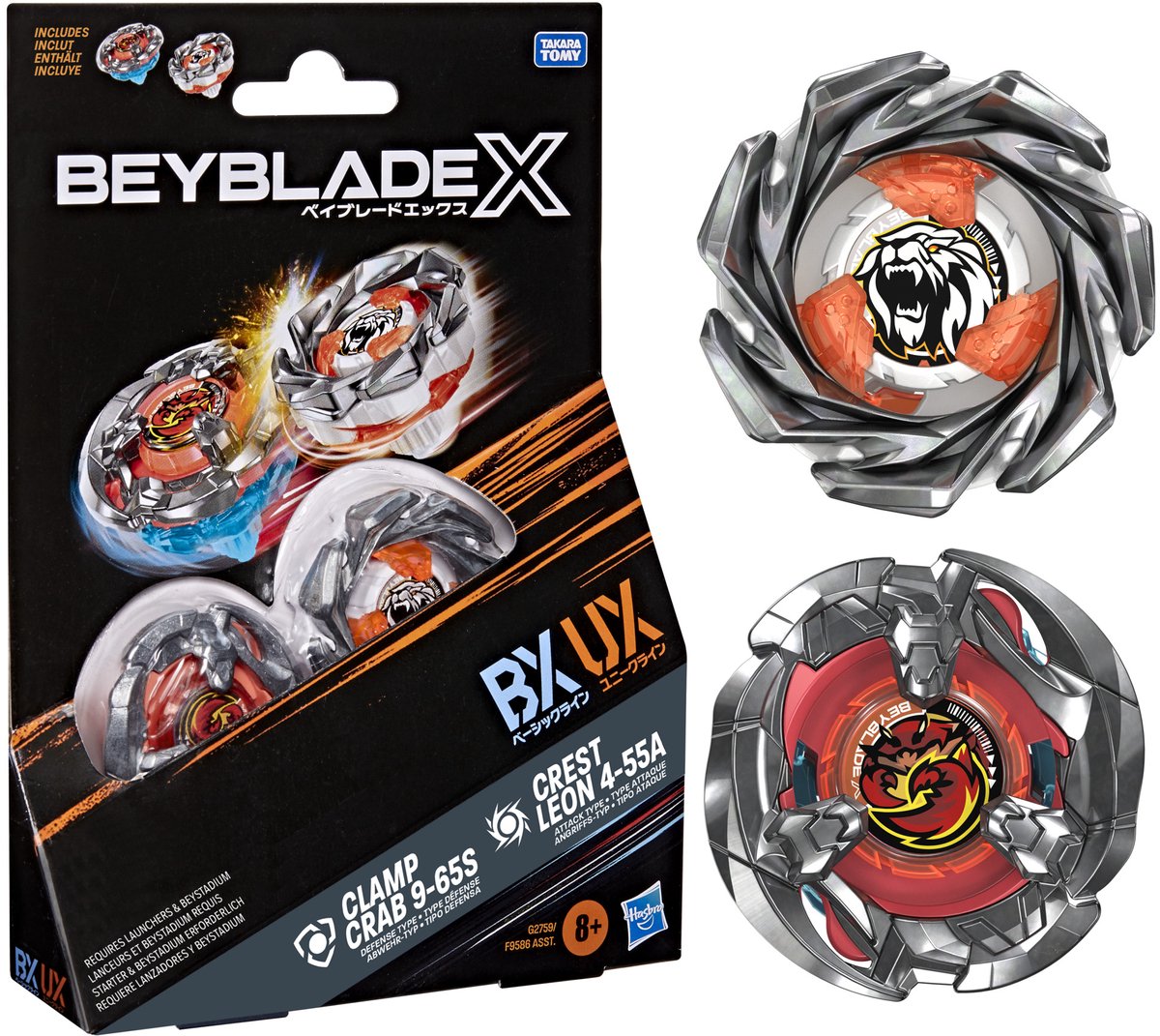 Beyblade x clamp crab 9-65s bx en crest leon 4-55a ux duopack-set