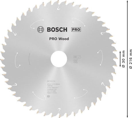 Bosch professional pro wood - cirkelzaagblad - cordless cirkelzaagblad, 216 x 1,7 x 30 mm, t48