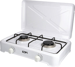 Edm 2-pits gaskooktoestel - camping - butaangas - 46x30x12 cm - wit