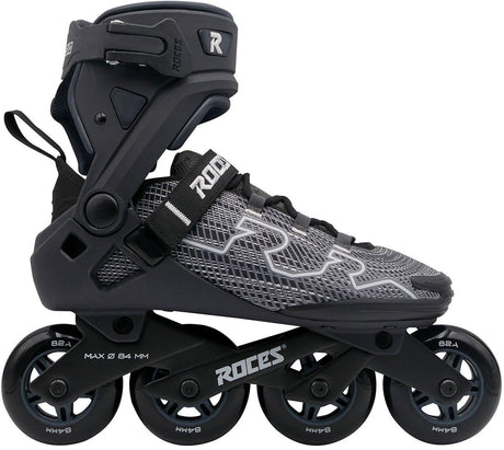 Roces r-evo 84 skeelers – 84mm – softboot – extra comfort stabiliteit – heel lock easy entry – abec-7 – fitness inline skates – heren dames – zwart antraciet – maat 42