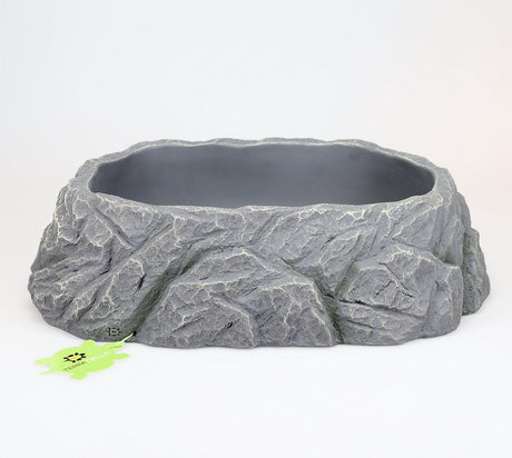 Terra della big bowl badschaal - waterbak voor reptielen en amfibieën met treden - maat l 41x30,5x11cm - grijs