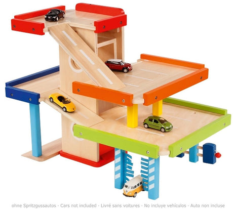 Goki houten speelgoed - parkeergarage - 51,9x31,4x38,5cm - 3 jaar