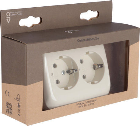 Busch jaeger busch-jaeger reflex contactdoos inbouw - 2-voudig - randaarde - creme